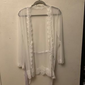 White mesh lace robe